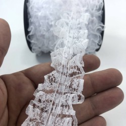 Beyaz Çift Taraflı Fırfır Kenar-FRFR-110