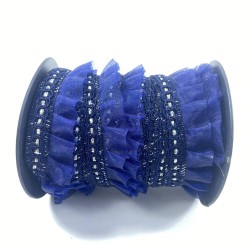 Lacivert Gümüş Simli Kenarlı Fırfır Kenar Süsleme Malzemesi En 3 Cm Boy 1 Metre-FRFR-114 Lacivert Gümüş Simli Kenarlı Fırfır Kenar Süsleme Malzemesi En 3 Cm Boy 1 Metre-FRFR-114