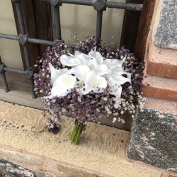 Mor Cipsolu Islak Gala Gelin Buketi Ve Damat Yaka Çiçeği-GALA-1000