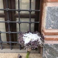 Mor Cipsolu Islak Gala Gelin Buketi Ve Damat Yaka Çiçeği-GALA-1000