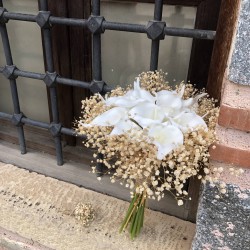 Krem Cipsolu Islak Gala Gelin Buketi Ve Damat Yaka Çiçeği-GALA-1001