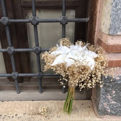 Krem Cipsolu Islak Gala Gelin Buketi Ve Damat Yaka Çiçeği-GALA-1001