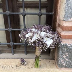 Mor Karışık Cipsolu Islak Gala Gelin Buketi Ve Damat Yaka Çiçeği-GALA-1003