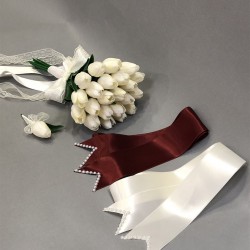 Islak Beyaz Laleli Gelin Çiçeği ve Takı Kurdelesi-GBKT-1113