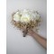 Beyaz Güllü Cipsolu Gelin Buketi-GBKT-1123