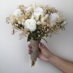 Krem Pamuk Otlu Cipsolu Gelin Buketi-GBKT-1127