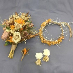 Turuncu Kuru Çiçekli Gelin Çiçeği Takımı-GBKT-1250