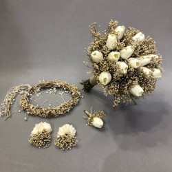 Islak Laleli Cipsolu Gelin Buketi Seti-GBKT-1251