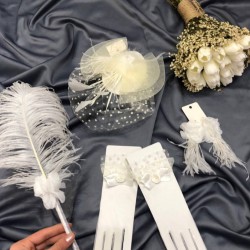 Krem Cipsolu Islak Laleli Gelin Takımı-GBKT-1256