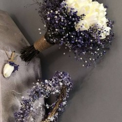 Mor Cipsolu Islak Laleli Gelin Buketi Takımı-GBKT-1267