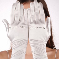 Beyaz Saten Özel Baskılı Gelin Eldiveni Dans Eldiveni Opera Eldiveni 56 Cm-GELINELDIVENI-1013