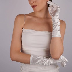 Kırık Beyaz Saten Uzun Gelin Eldiveni 37 Cm Dans Opera Eldiveni Kostüm Eldiveni-GELINELDIVENI-1023