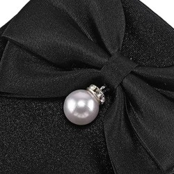 Siyah İncili Fiyonk Model Saten Gelin Eldiveni Parti Eldiveni Kostüm Eldiveni-GELINELDIVENI-1029