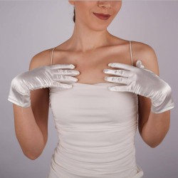 Kırık Beyaz Saten Uzun Gelin Eldiveni 28 Cm Dans Opera Eldiveni Kostüm Eldiveni-GELINELDIVENI-1032