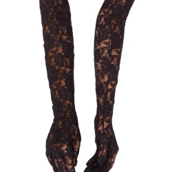 Siyah Likralı Dantelli Pazu Boy Gelin Eldiveni Parti Eldiveni-GELINELDIVENI-1051