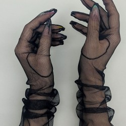 Siyah Uzun Gelin Eldiveni Parti Eldiveni Kostüm Aksesuarı-GELINELDIVENI-1058