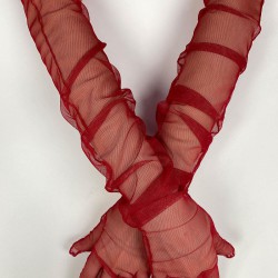 Tül Eldiven Parti Nikah Düğün Kostüm Eldiveni Kırmızı Renk Şık Eldiven-GELINELDIVENI-1093