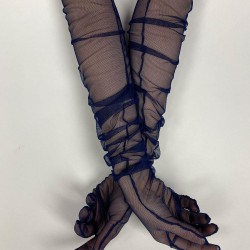 Tül Eldiven Parti Nikah Düğün Kostüm Eldiveni Lacivert Renk Şık Eldiven-GELINELDIVENI-1094