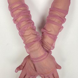 Tül Eldiven Parti Nikah Düğün Kostüm Eldiveni Gül Kurusu Renk Şık Eldiven-GELINELDIVENI-1097