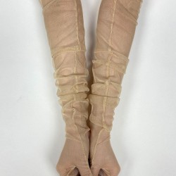 Tül Eldiven Parti Nikah Düğün Kostüm Eldiveni Ten Rengi Şık Eldiven-GELINELDIVENI-1105