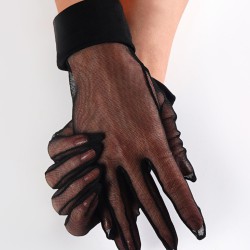 Siyah Düz Manşetli Detaylı Gelin Eldiveni Parti Eldiveni-GELINELDIVENI-1107