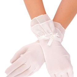 Beyaz Ucu Likralı Gelin Eldiveni Parti Aksesuarı-GELINELDIVENI-1109
