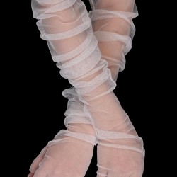 Beyaz Renk Parmaksız Abiye Kostüm Eldiveni Gelin Eldiveni Parti Aksesuarı-GELINELDIVENI-1114