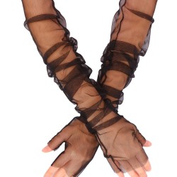 Siyah Renk Parmaksız Abiye Kostüm Eldiveni Gelin Eldiveni Parti Aksesuarı-GELINELDIVENI-1115