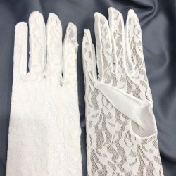Beyaz Dantel Detaylı Kısa Boy Gelin Eldiven Düğün Akseuar-GELINELDIVENI-1133