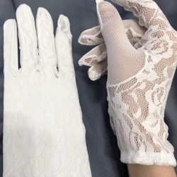 Beyaz Dantel Detaylı Kısa Boy Gelin Eldiven Düğün Akseuar-GELINELDIVENI-1133