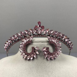 Pembe İnce İlayda Model Gelin Tacı Ve Yuvarlak Taşlı Küpe Takımı-GELINTACI-1008 Pembe İnce İlayda Model Gelin Tacı Ve Yuvarlak Taşlı Küpe Takımı-GELINTACI-1008