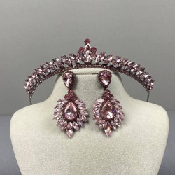 Pembe İnce İlayda Model Gelin Tacı Ve Damla Mekik Taşlı Küpe Takımı-GELINTACI-1009 Pembe İnce İlayda Model Gelin Tacı Ve Damla Mekik Taşlı Küpe Takımı-GELINTACI-1009