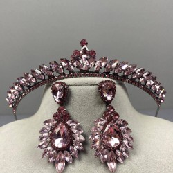 Pembe İnce İlayda Model Gelin Tacı Ve Damla Mekik Taşlı Küpe Takımı-GELINTACI-1009 Pembe İnce İlayda Model Gelin Tacı Ve Damla Mekik Taşlı Küpe Takımı-GELINTACI-1009