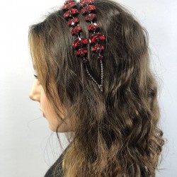 Bordo Renk Çift Sıra Kına Ve Gelin Tacı-GELINTACI-101 Bordo Renk Çift Sıra Kına Ve Gelin Tacı-GELINTACI-101