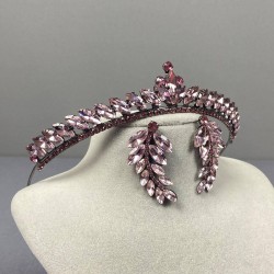 Pembe İnce İlayda Model Gelin Tacı Ve Yaprak Taşlı Küpe Takımı-GELINTACI-1010 Pembe İnce İlayda Model Gelin Tacı Ve Yaprak Taşlı Küpe Takımı-GELINTACI-1010