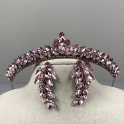 Pembe İnce İlayda Model Gelin Tacı Ve Yaprak Taşlı Küpe Takımı-GELINTACI-1010 Pembe İnce İlayda Model Gelin Tacı Ve Yaprak Taşlı Küpe Takımı-GELINTACI-1010