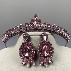 Pembe İnce İlayda Model Gelin Tacı Ve Üç Mekik Taşlı Küpe Takımı-GELINTACI-1012 Pembe İnce İlayda Model Gelin Tacı Ve Üç Mekik Taşlı Küpe Takımı-GELINTACI-1012
