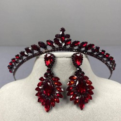 Bordo İnce İlayda Model Gelin Tacı Ve Damla Mekik Küpe Takımı-GELINTACI-1016 Bordo İnce İlayda Model Gelin Tacı Ve Damla Mekik Küpe Takımı-GELINTACI-1016