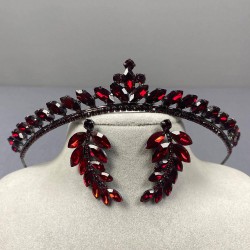 Bordo İnce İlayda Model Gelin Tacı Ve Yaprak Taşlı Küpe Takımı-GELINTACI-1017 Bordo İnce İlayda Model Gelin Tacı Ve Yaprak Taşlı Küpe Takımı-GELINTACI-1017