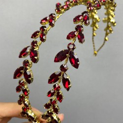 Bordo Gold Renk Çift Sıra Kına Ve Gelin Tacı-GELINTACI-103 Bordo Gold Renk Çift Sıra Kına Ve Gelin Tacı-GELINTACI-103