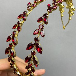 Bordo Gold Renk Çift Sıra Kına Ve Gelin Tacı-GELINTACI-103 Bordo Gold Renk Çift Sıra Kına Ve Gelin Tacı-GELINTACI-103