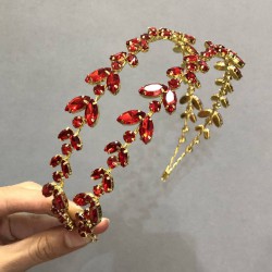 Kırmızı Gold Renk Çift Sıra Kına Ve Gelin Tacı-GELINTACI-105 Kırmızı Gold Renk Çift Sıra Kına Ve Gelin Tacı-GELINTACI-105