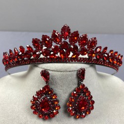 Kırmızı Leyla Model Kına Gelin Tacı Ve Damla Taşlı Küpe Takımı-GELINTACI-1069 Kırmızı Leyla Model Kına Gelin Tacı Ve Damla Taşlı Küpe Takımı-GELINTACI-1069