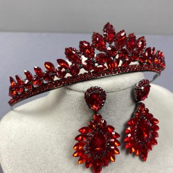 Kırmızı Leyla Model Kına Gelin Tacı Ve Damla Mekik Taşlı Küpe Takımı-GELINTACI-1070 Kırmızı Leyla Model Kına Gelin Tacı Ve Damla Mekik Taşlı Küpe Takımı-GELINTACI-1070