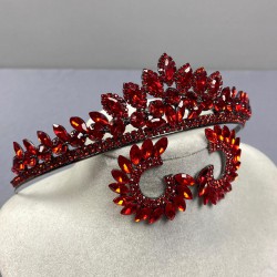 Kırmızı Leyla Model Kına Gelin Tacı Ve Yuvarlak Taşlı Küpe Takımı-GELINTACI-1071 Kırmızı Leyla Model Kına Gelin Tacı Ve Yuvarlak Taşlı Küpe Takımı-GELINTACI-1071