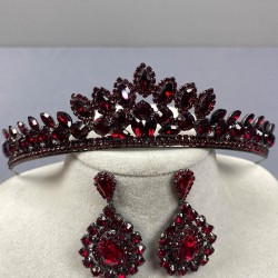 Bordo Leyla Model Kına Gelin Tacı Ve Damla Taşlı Küpe Takımı-GELINTACI-1089 Bordo Leyla Model Kına Gelin Tacı Ve Damla Taşlı Küpe Takımı-GELINTACI-1089
