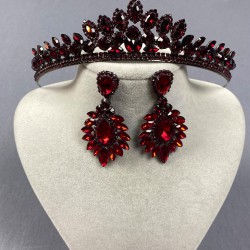 Bordo Leyla Model Kına Gelin Tacı Ve Damla Mekik Taşlı Küpe Takımı-GELINTACI-1090 Bordo Leyla Model Kına Gelin Tacı Ve Damla Mekik Taşlı Küpe Takımı-GELINTACI-1090