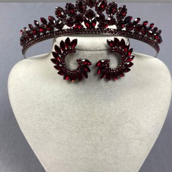 Bordo Leyla Model Kına Gelin Tacı Ve Yuvarlak Taşlı Küpe Takımı-GELINTACI-1091 Bordo Leyla Model Kına Gelin Tacı Ve Yuvarlak Taşlı Küpe Takımı-GELINTACI-1091