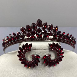 Bordo Leyla Model Kına Gelin Tacı Ve Yuvarlak Taşlı Küpe Takımı-GELINTACI-1091 Bordo Leyla Model Kına Gelin Tacı Ve Yuvarlak Taşlı Küpe Takımı-GELINTACI-1091