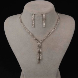 Ziba Model Su Yolu Kristal Taşlı Abiye Kolye Küpe Seti Ve Yaprak Gelin Tacı -GELINTACI-1134